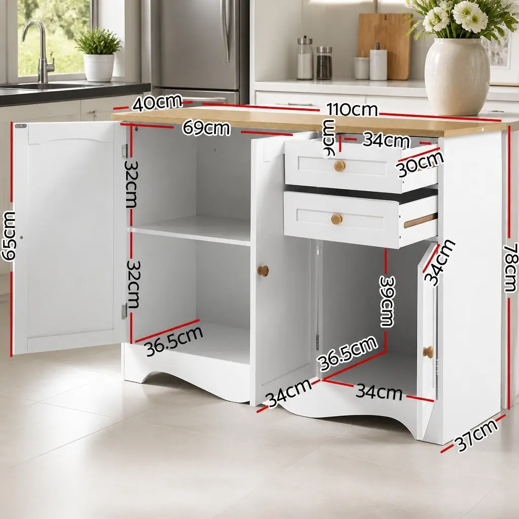 White Sideboard 3 Doors Storage Cabinet Dining Room Buffet Furniture Drawers