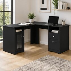 L-Shaped Computer Desk Home Office Study Corner Table Storage Drawers Cabinet