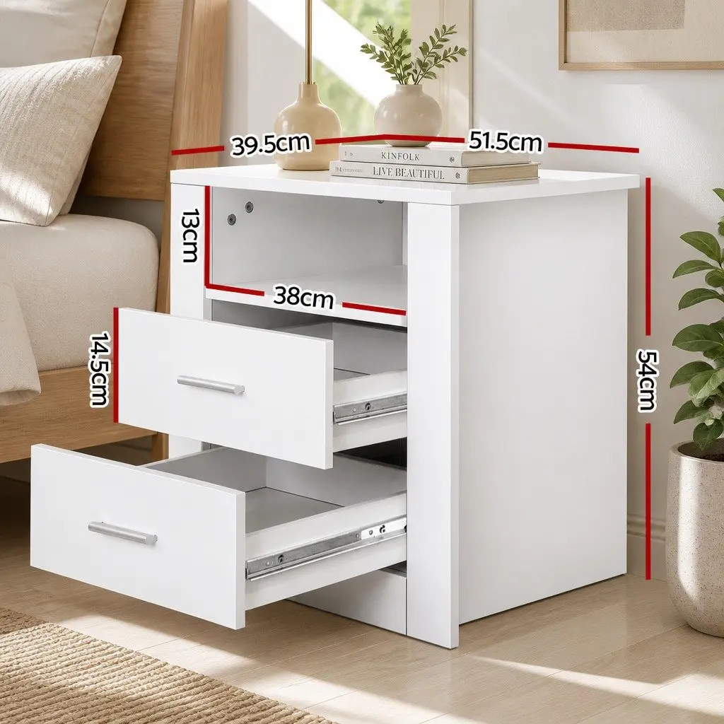 Bedside Table with 2 Drawers