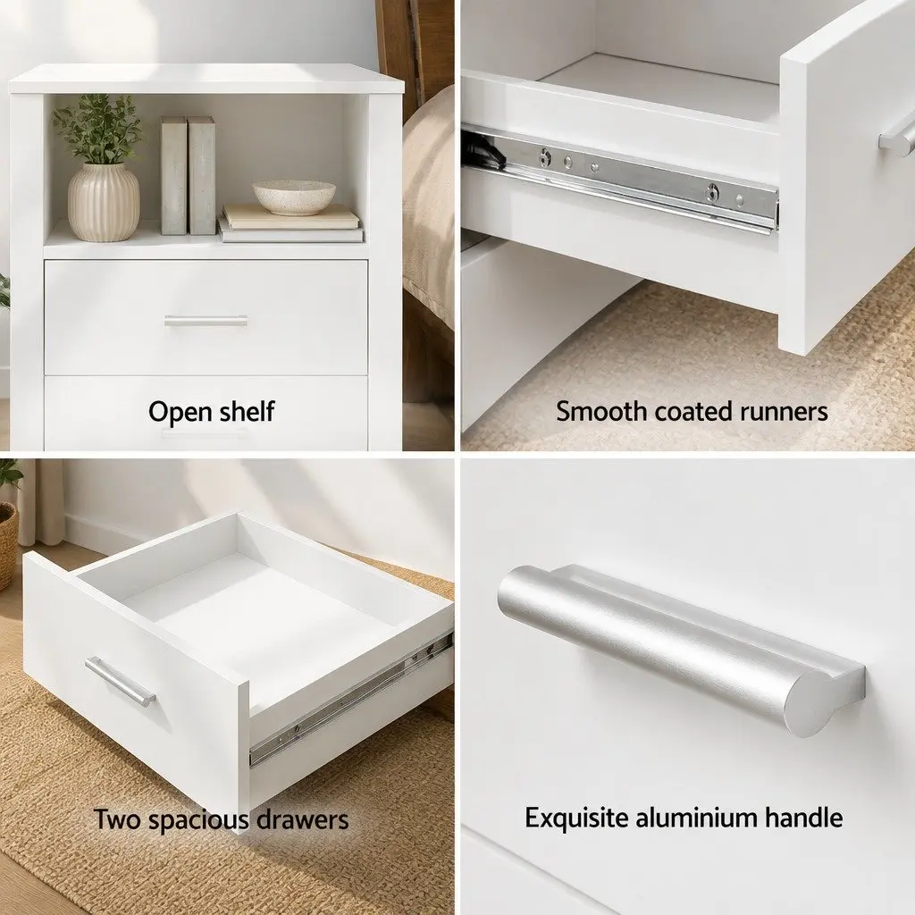 Bedside Table with 2 Drawers