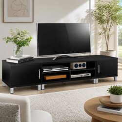 Your Friendly 190cm Black TV Cabinet for Media Storage