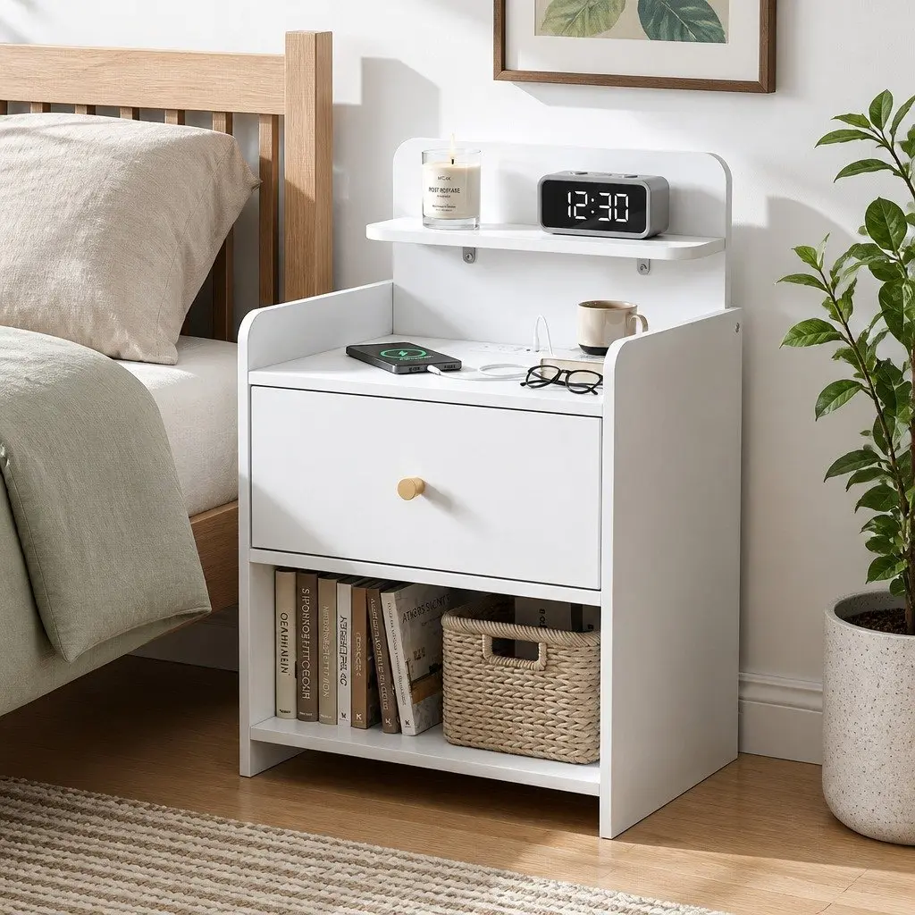 White Bedside Table
