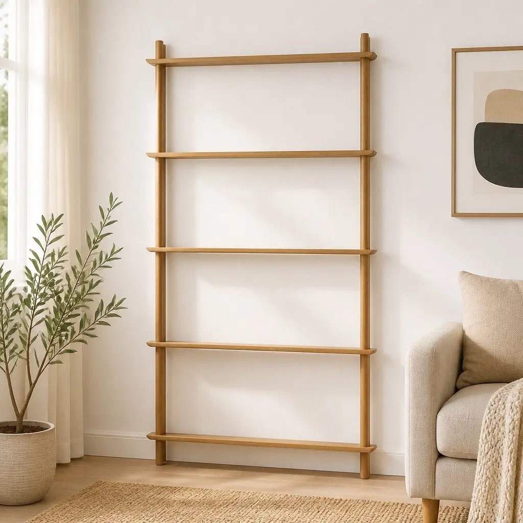 5 Tier Bookshelf Display Stand Storage Rack Shelves Pine Wood 80cm x 30cm x 150cm
