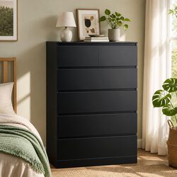 Your New Black Tallboy Chest with 6 Spacious Drawers