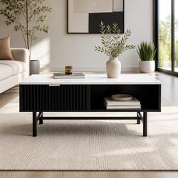 Coffee Table with Marble Top and Ample Storage Space