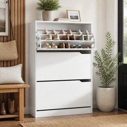 Easy-Access White Shoe Rack Cabinet for Your Home