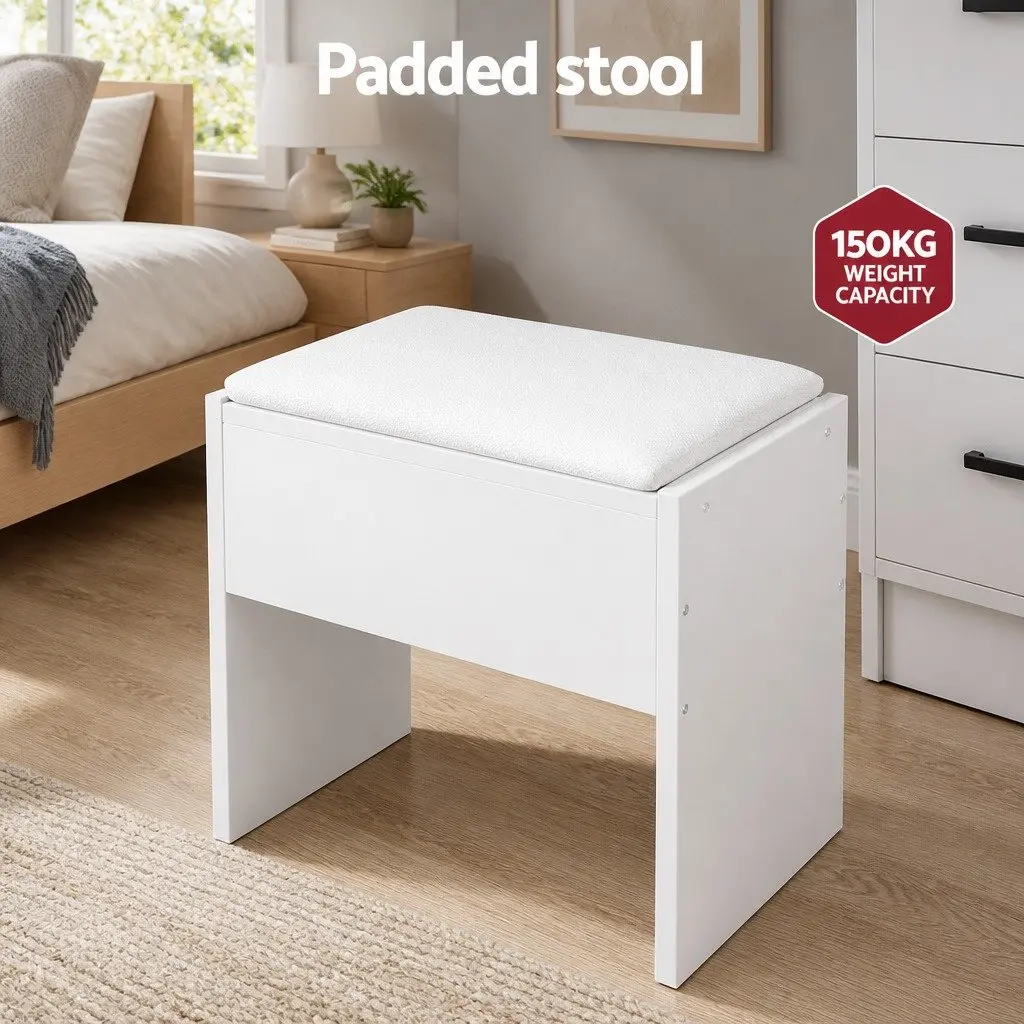 Dressing Table Set with LED Mirror and Stool