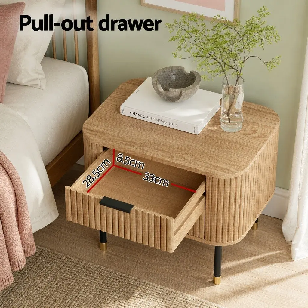 Bedside Table 2 Drawers Storage Wood Pine 56cm W x 42cm D x 45.5cm H