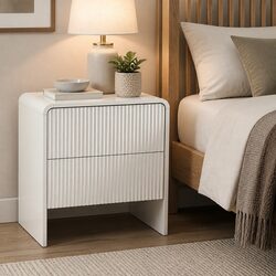 Beige 2-Drawer Bedside Table for Your Home