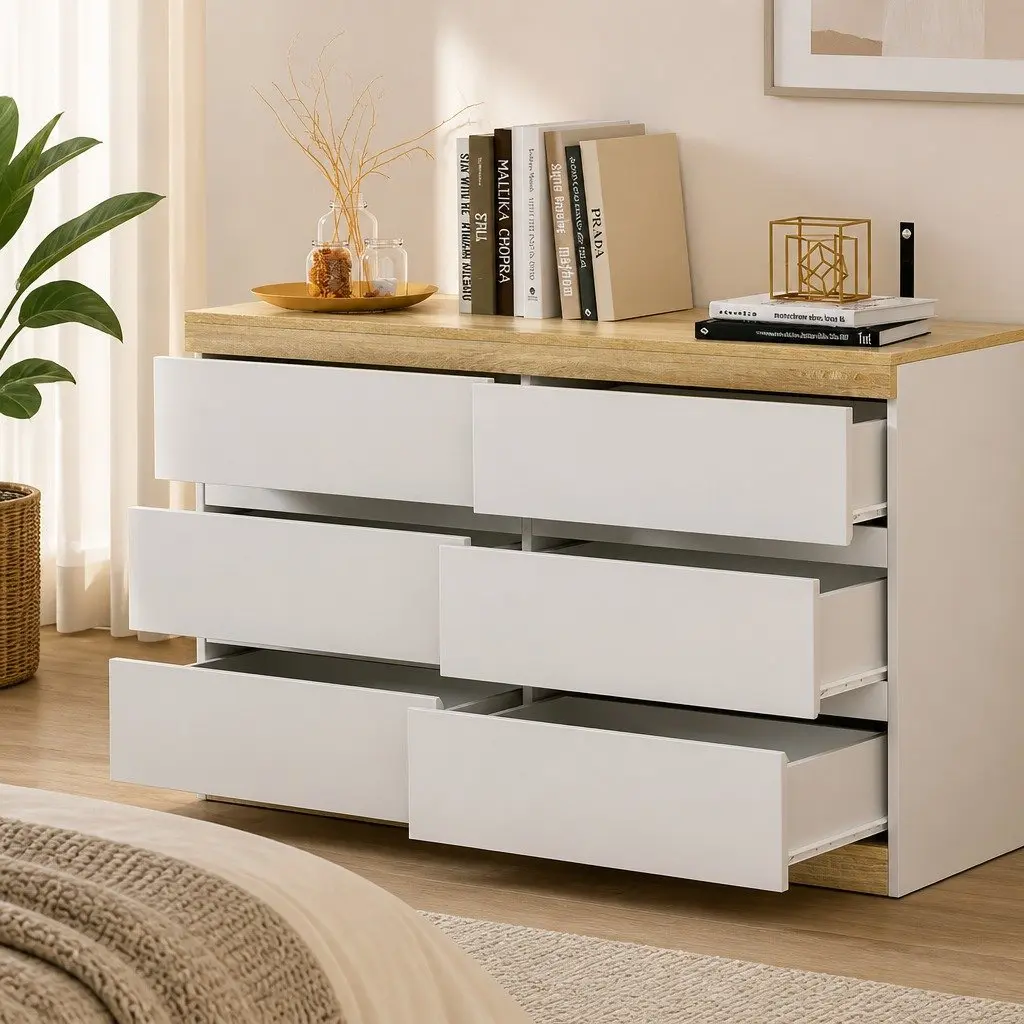 6 Drawers Chest of Drawers Dresser Cabinet Tallboy Storage Bedroom Furniture