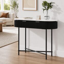 Console Table 2 Storage Drawers 100CM Yellow Furniture Living Room