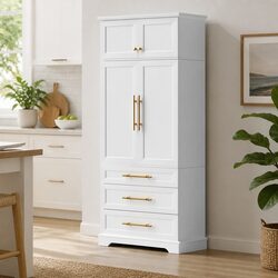 White Buffet Sideboard Cabinet Kitchen Pantry Storage Cupboard Drawers Doors
