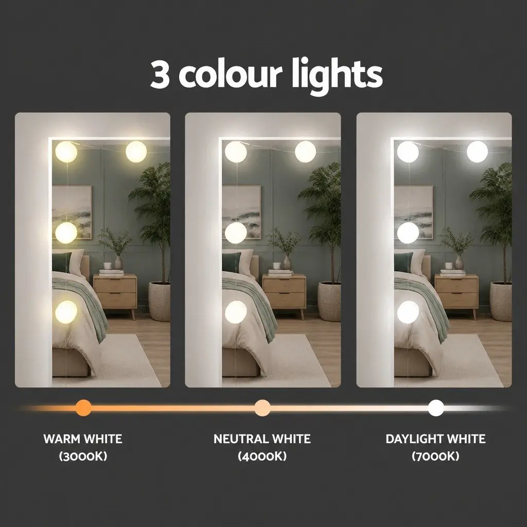 Dressing Table Set LED Makeup Mirror White Vanity 104cm with Stool and Storage Drawers