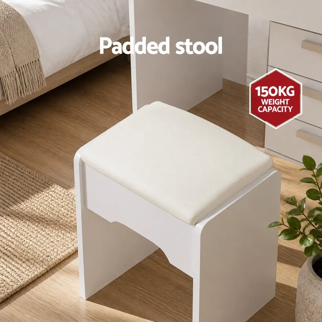 Dressing Table Set with Stool LED Hollywood Mirror White Makeup Vanity Desk