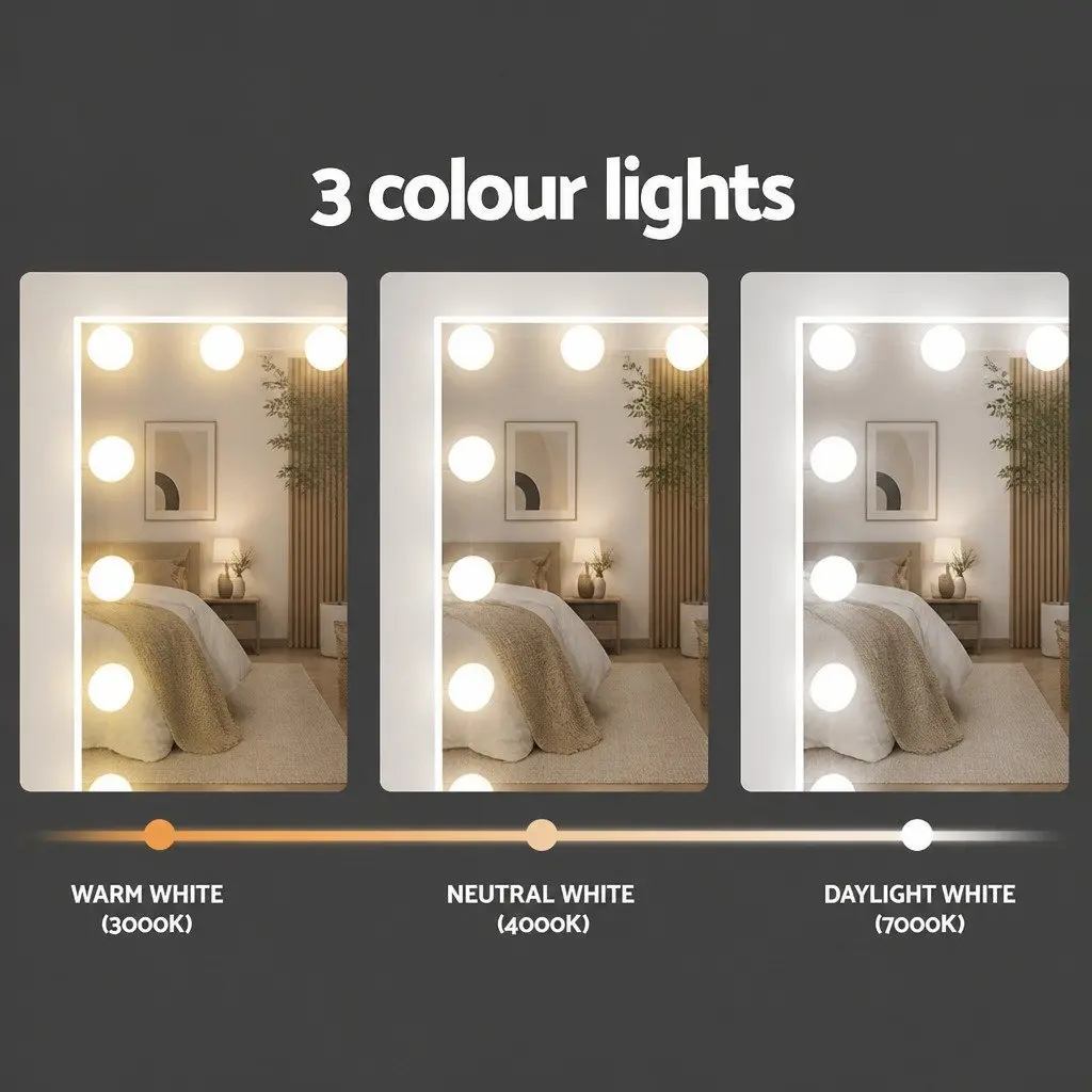 White Makeup Vanity Set with LED Mirror and Stool 89cm x 40cm x 136cm