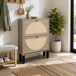 Your Ideal Shoe Rack Cabinet with Rattan Storage