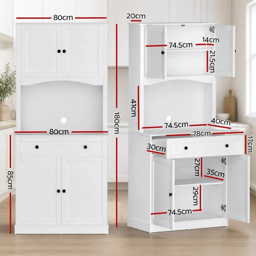 White Buffet Sideboard Cabinet 180cm High Dining Storage with Doors Shelves