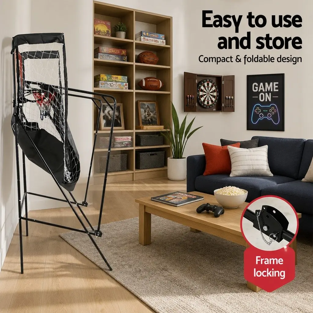 Basketball Shooting Machine Electronic Scorekeeper Double Player 8 Game Modes Portable Black