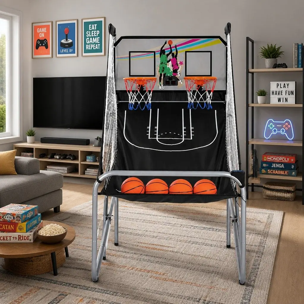 Basketball Shooting Machine Arcade Game Electronic Scorer 8 Game Modes Double