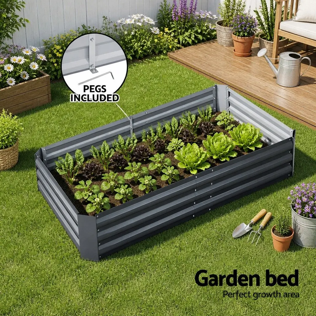 Raised Garden Bed Galvanised Steel 150x90cm Planter Box