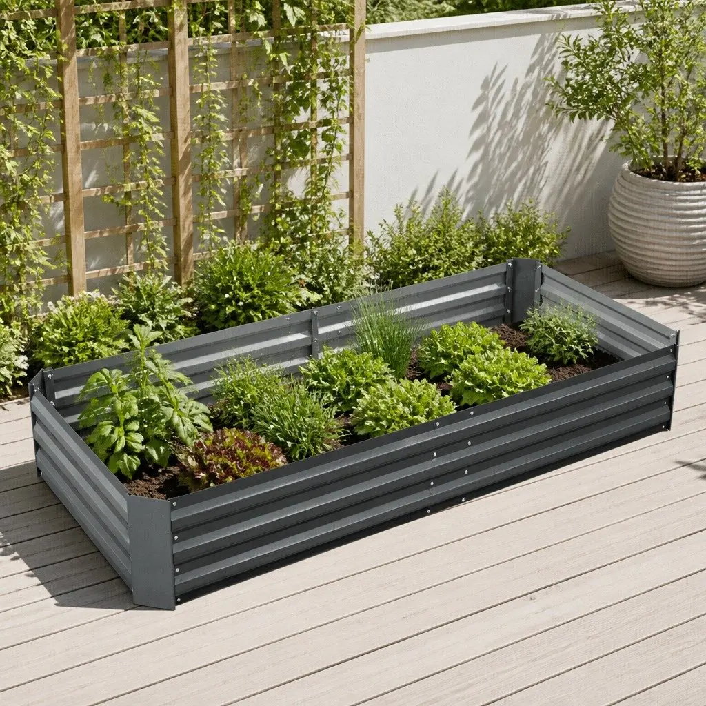 Raised Garden Bed Planter Box Galvanised Steel 180x90cm
