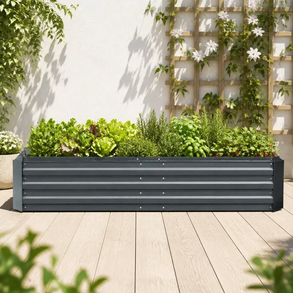 Raised Garden Bed Planter Box Galvanised Steel 180x90cm