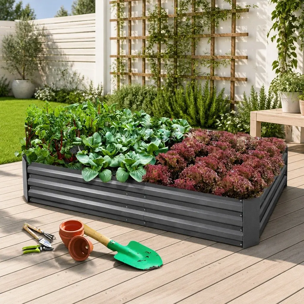 Raised Garden Bed Planter Box Galvanised Steel 180x90cm