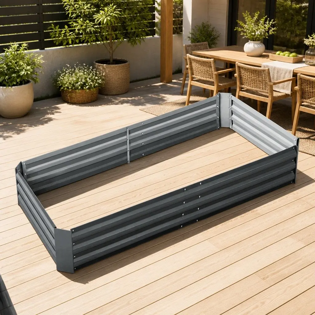 Raised Garden Bed Galvanised Steel 210x90cm