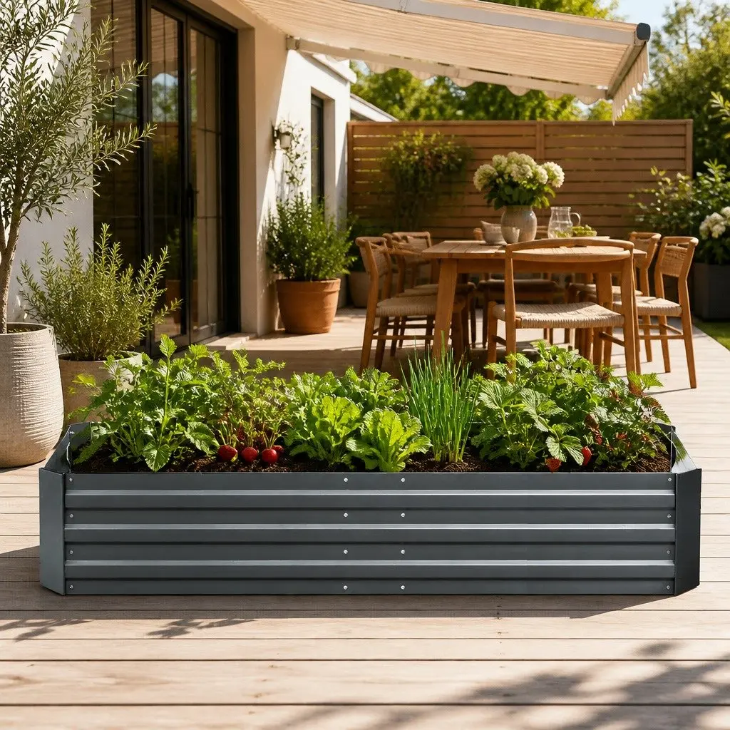 Raised Garden Bed Galvanised Steel 210x90cm