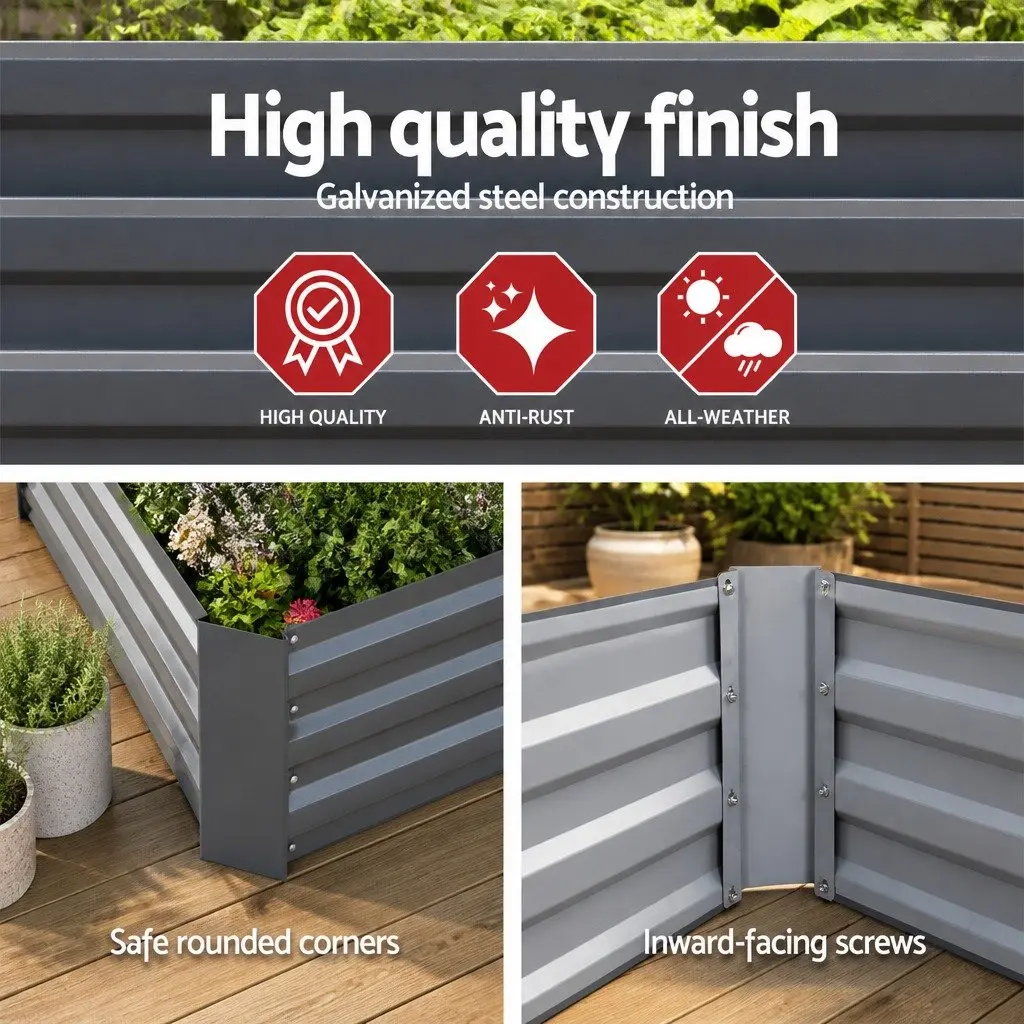 Raised Garden Bed Galvanised Steel 210x90cm