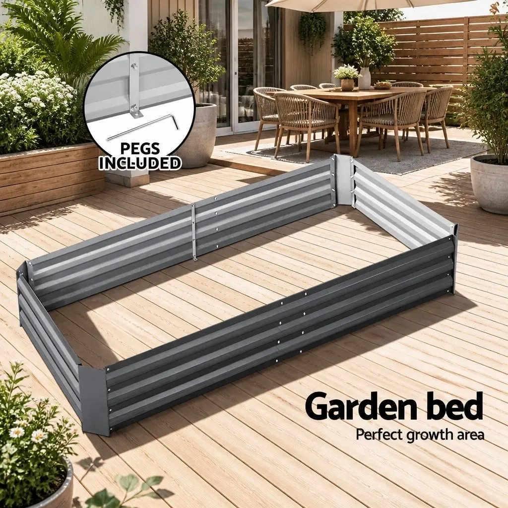 Raised Garden Bed Galvanised Steel 210x90cm