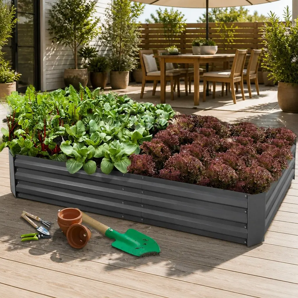 Raised Garden Bed Galvanised Steel 210x90cm