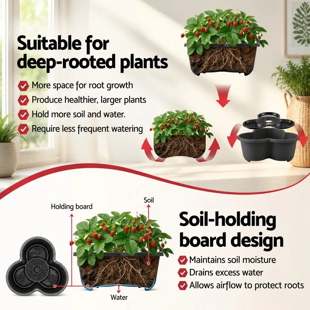 5-Tier Vertical Garden Planter Tower Stackable with Wheels Indoor Outdoor