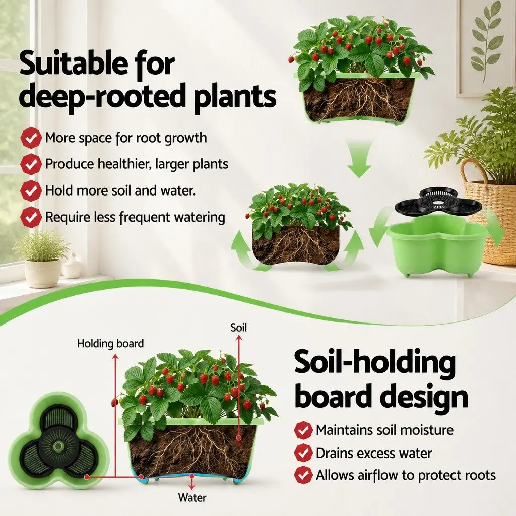 5-Tier Vertical Garden Planter Stackable Tower with Wheels Indoor Outdoor