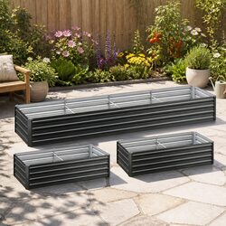 Raised Garden Bed 2-in-1 Kit 45cm Height Galvanised Steel Planter Box Vegetable