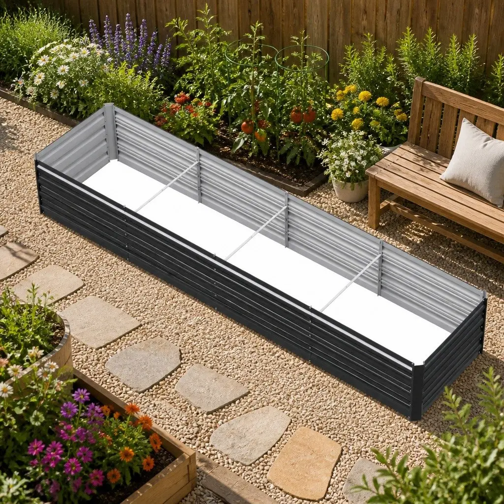 Raised Garden Bed 2-in-1 Kit Galvanised Steel 45cm Height Planter Box