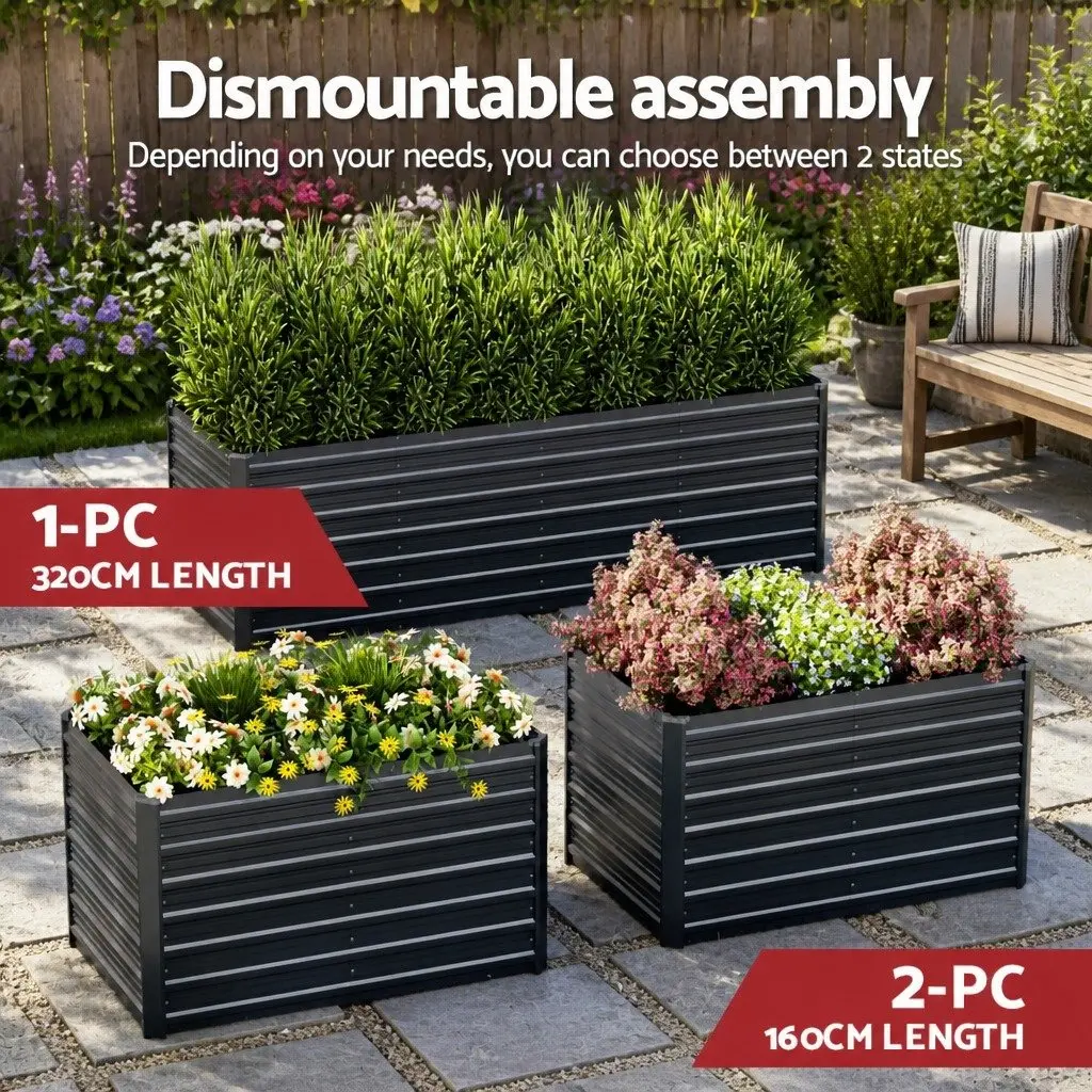 Raised Garden Bed 2-in-1 Kit Galvanised Steel 45cm Height Planter Box