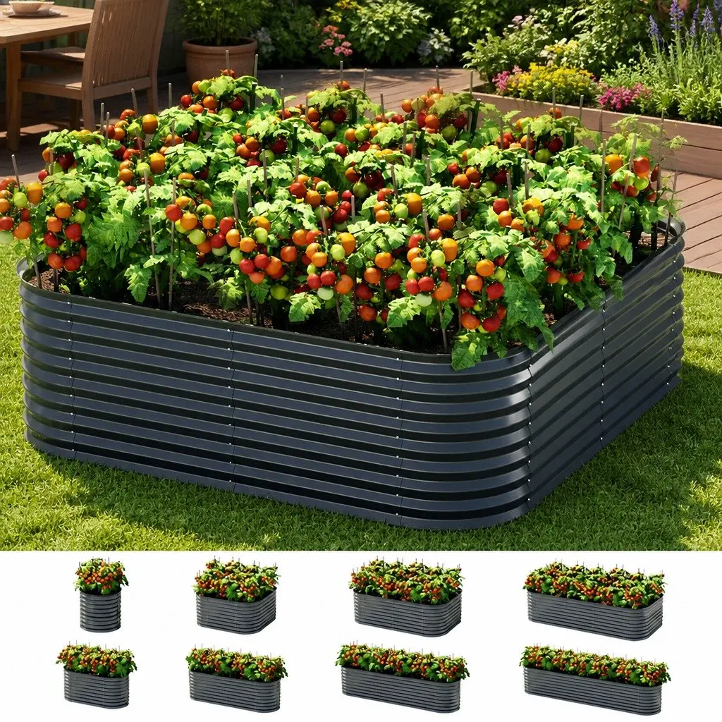 Garden Bed Modular Planter Box Galvanized Steel 56CM Height