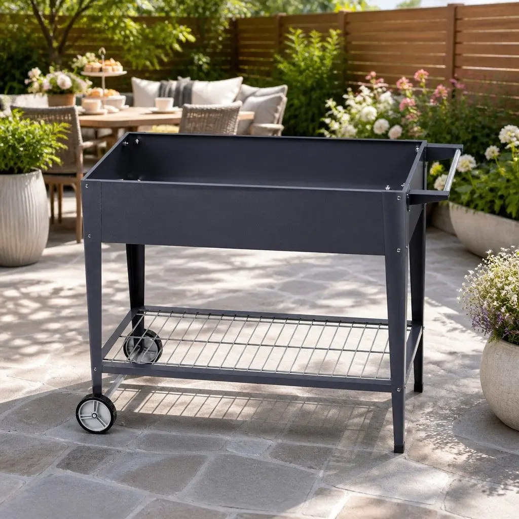 Raised Garden Bed Elevated Planter Box 100x40x80cm Wheeled Container