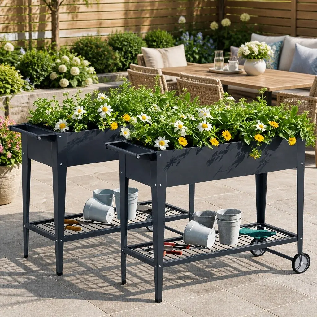 Raised Garden Bed Elevated Planter Box 100x40x80cm Wheeled Container