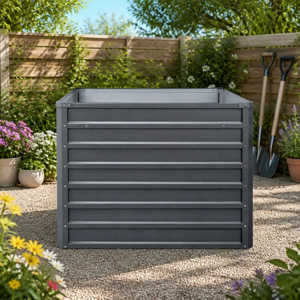Raised Garden Bed Galvanised Steel 100x100x77cm Planter Box Outdoor