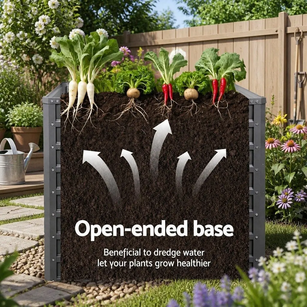 Raised Garden Bed Galvanised Steel 100x100x77cm Planter Box Outdoor