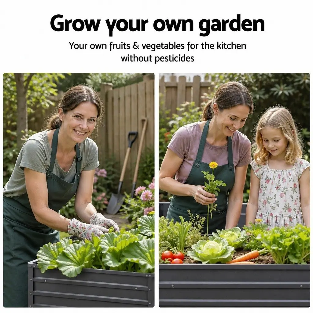 Raised Garden Bed Galvanised Steel 100x100x77cm Planter Box Outdoor