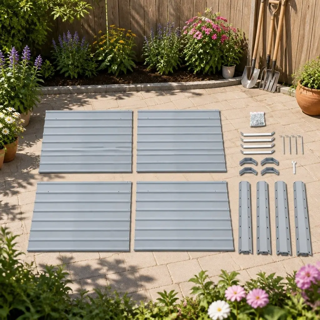 Raised Garden Bed Galvanised Steel 100x100x77cm Planter Box Outdoor