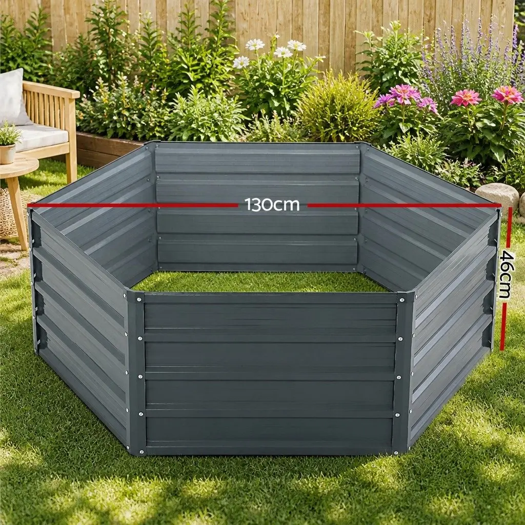 Raised Garden Bed 130x130x46cm Planter Box Galvanised Steel Container 2 Pack