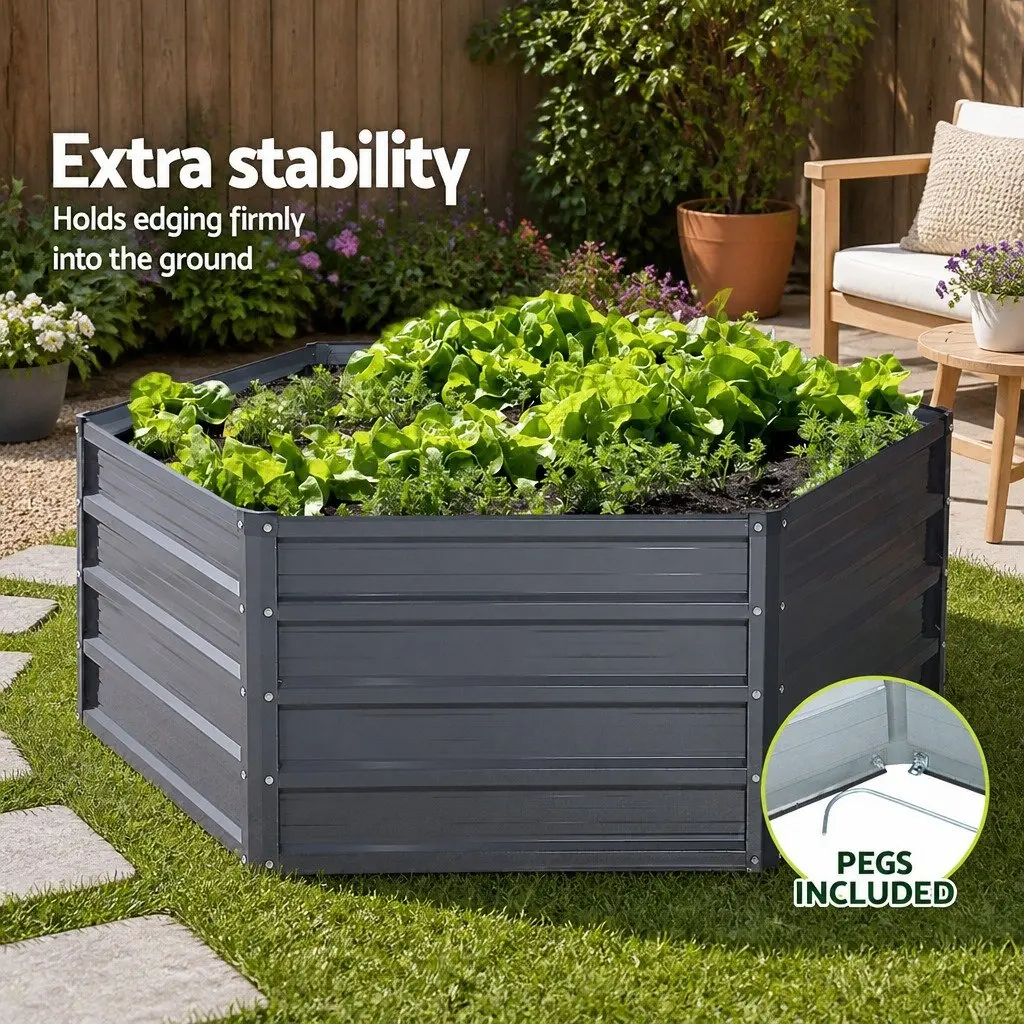 Raised Garden Bed 130x130x46cm Planter Box Galvanised Steel Container 2 Pack