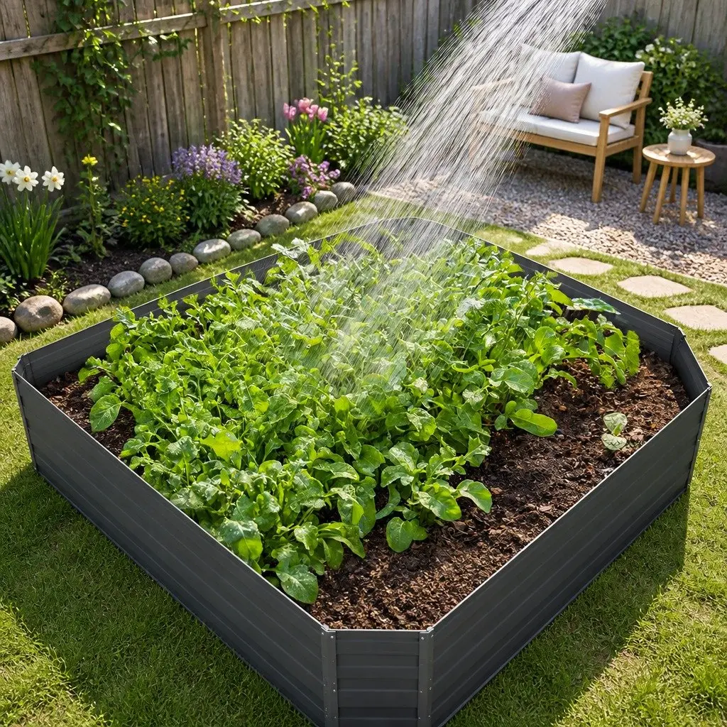 Raised Garden Bed 130x130x46cm Planter Box Galvanised Steel Container 2 Pack