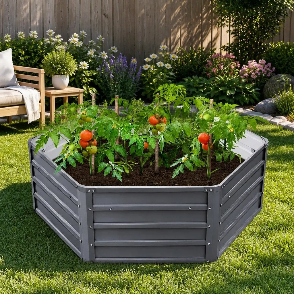 Raised Garden Bed 130x130x46cm Planter Box Galvanised Steel Container 2 Pack