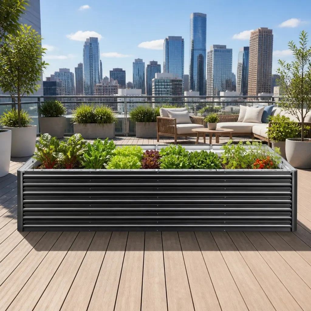 Raised Garden Bed 2-in-1 Modular Configuration 320cm Galvanised Steel Extra Deep 77cm Planter Box