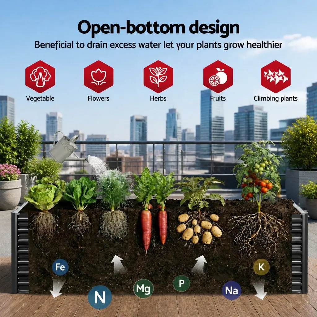 Raised Garden Bed 2-in-1 Modular Configuration 320cm Galvanised Steel Extra Deep 77cm Planter Box